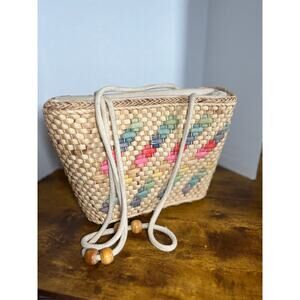 Vintage Boho women woven festival vacation tote bag